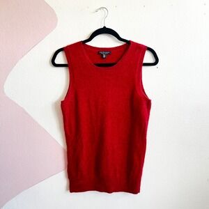 Saks Fifth Avenue Women's Sleeveless 100% Cashmere Sweater Vest Red Size Small
